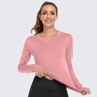 Women's Shirt Long Sleeve Dry Fit Workout Tops Petals Pink