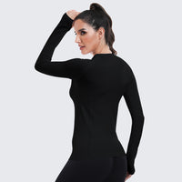 Seamless Workout Shirts for Women Long Sleeve Black