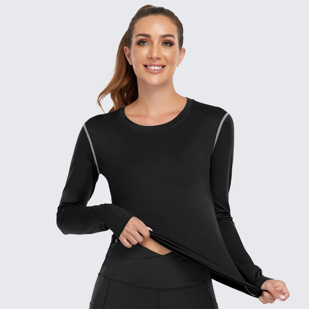 Women's Shirt Long Sleeve Dry Fit Workout Tops Black