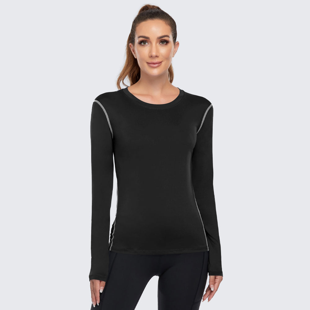 Women's Shirt Long Sleeve Dry Fit Workout Tops Black