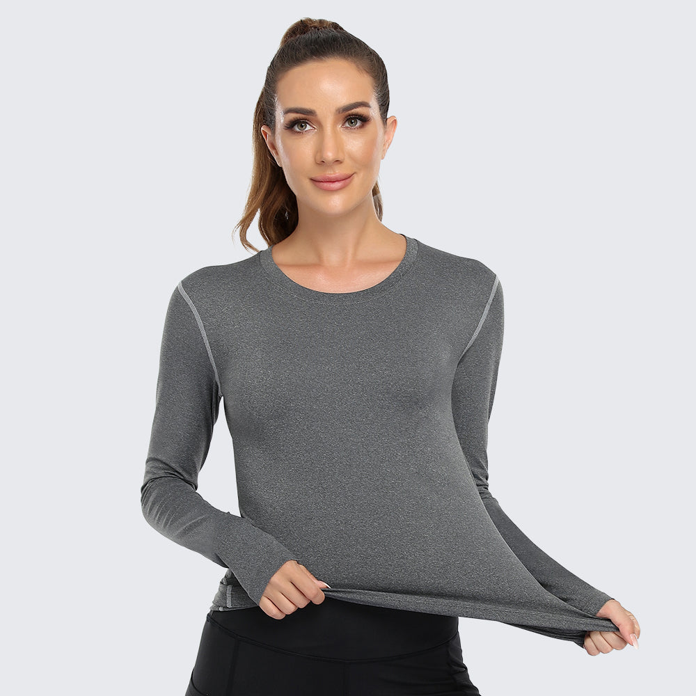 Women's Shirt Long Sleeve Dry Fit Workout Tops Grey