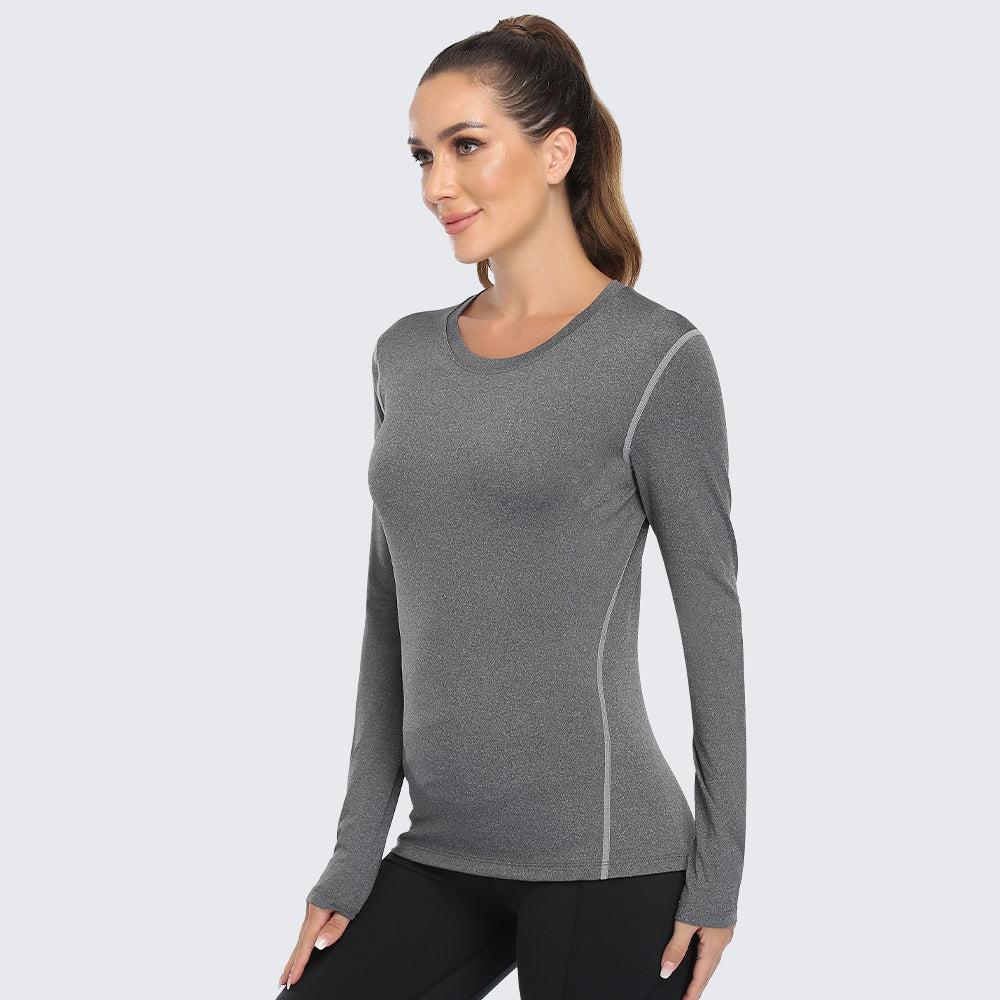 Women's Shirt Long Sleeve Dry Fit Workout Tops Grey