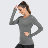 Women's Shirt Long Sleeve Dry Fit Workout Tops Grey