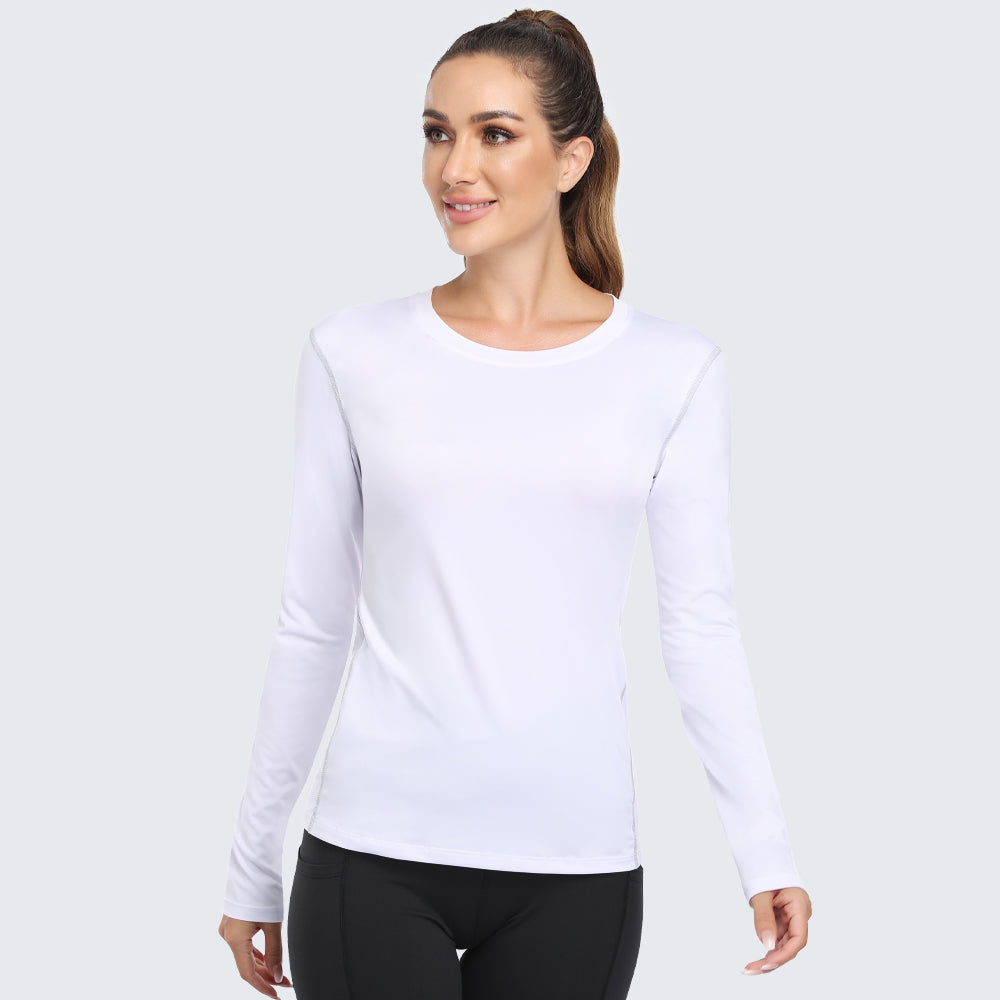 Women's Shirt Long Sleeve Dry Fit Workout Tops White