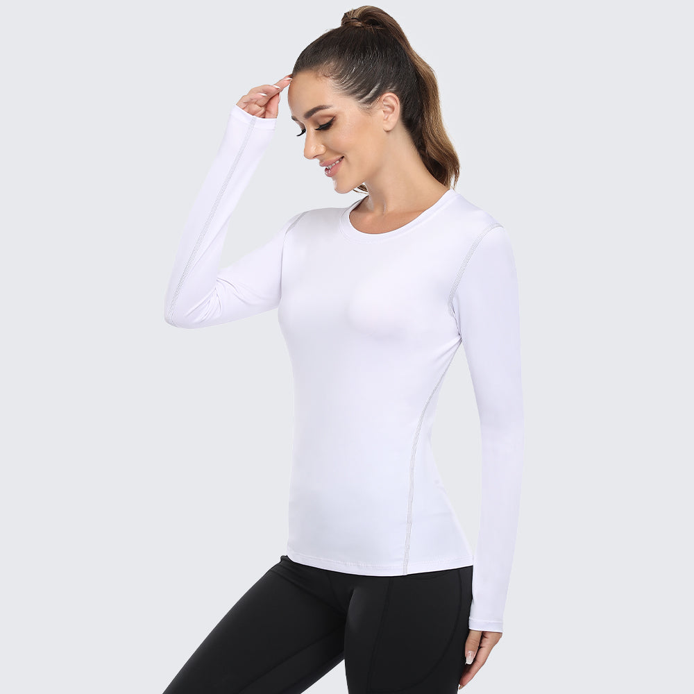 Women's Shirt Long Sleeve Dry Fit Workout Tops White
