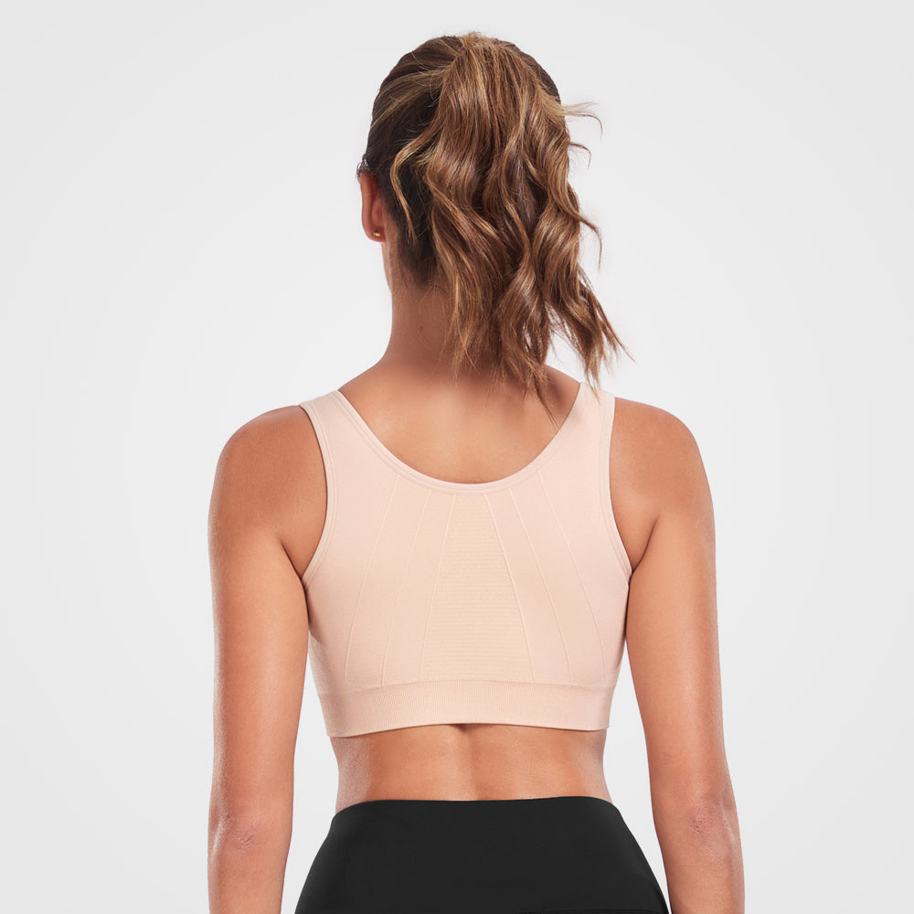 Women's Zip Front Active Yoga Sports Bras Beige