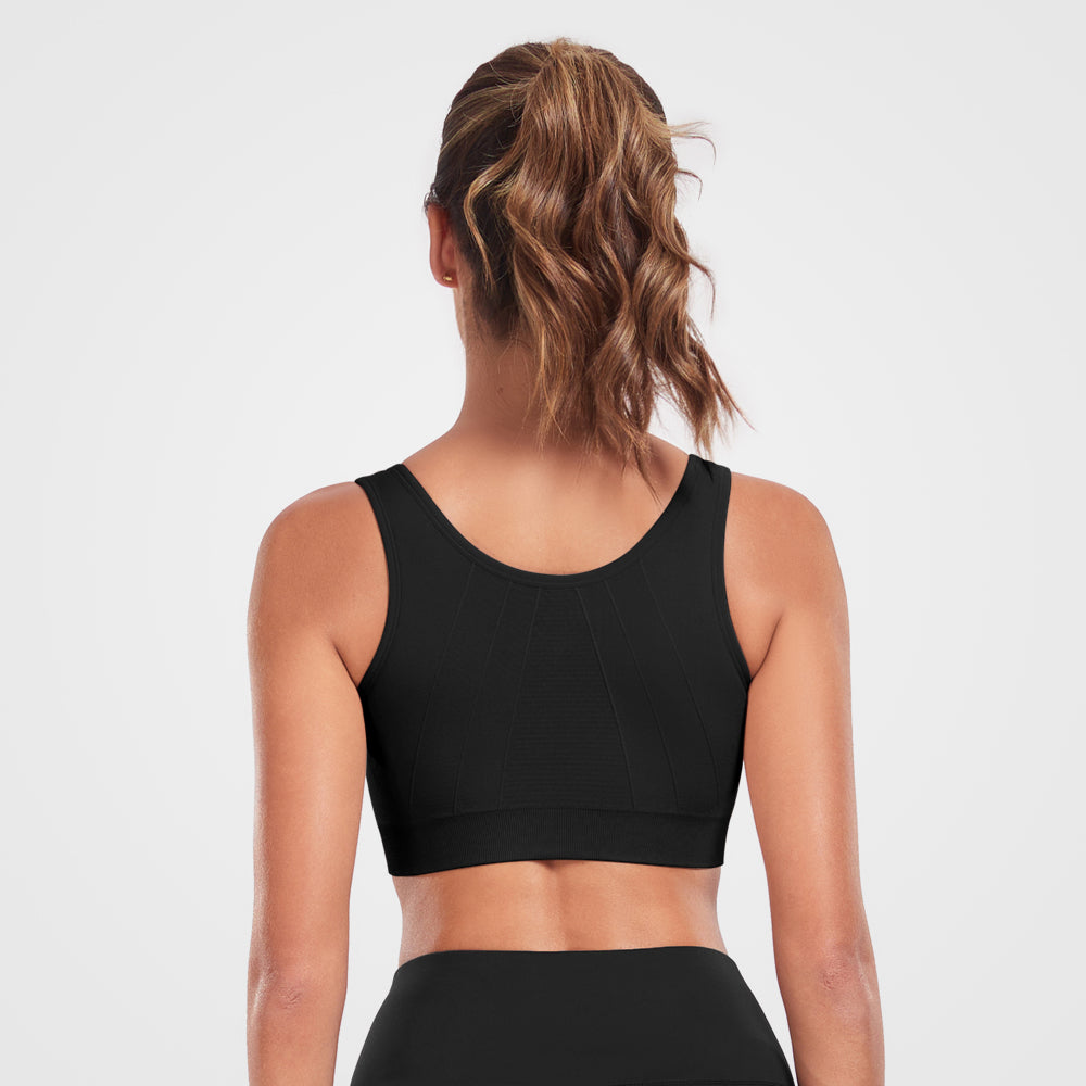 Women's Zip Front Active Yoga Sports Bras Black