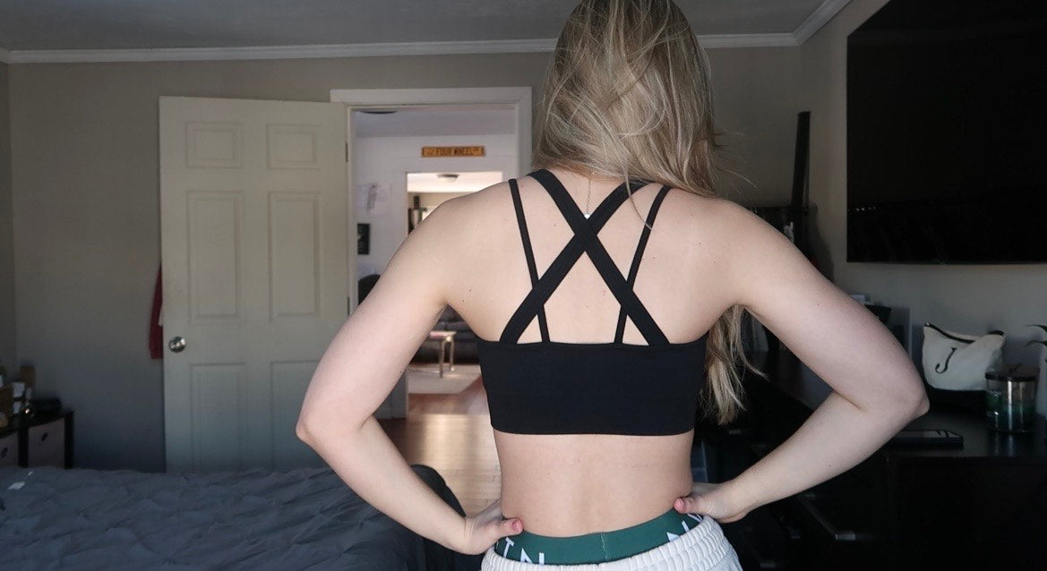criss cross back sports bra