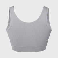 Women's Zip-Front Active Yoga Sports Bras with Medium Support Light Grey