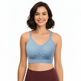 Sports Ruched V Neck Bra