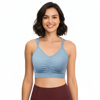 Sports Ruched V Neck Bra