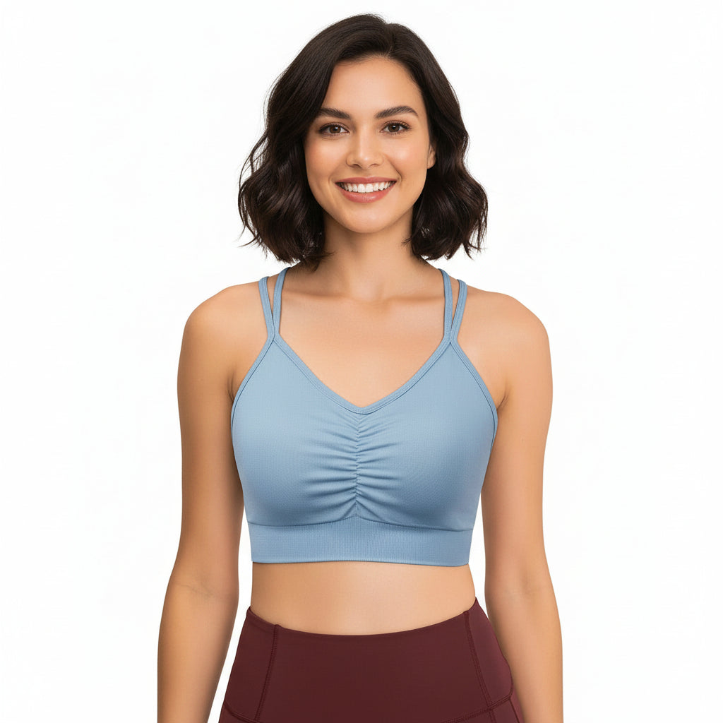 Sports Ruched V Neck Bra
