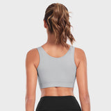 Women's Zip-Front Active Yoga Sports Bras with Medium Support Light Grey