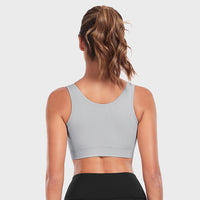 Women's Zip-Front Active Yoga Sports Bras with Medium Support Light Grey