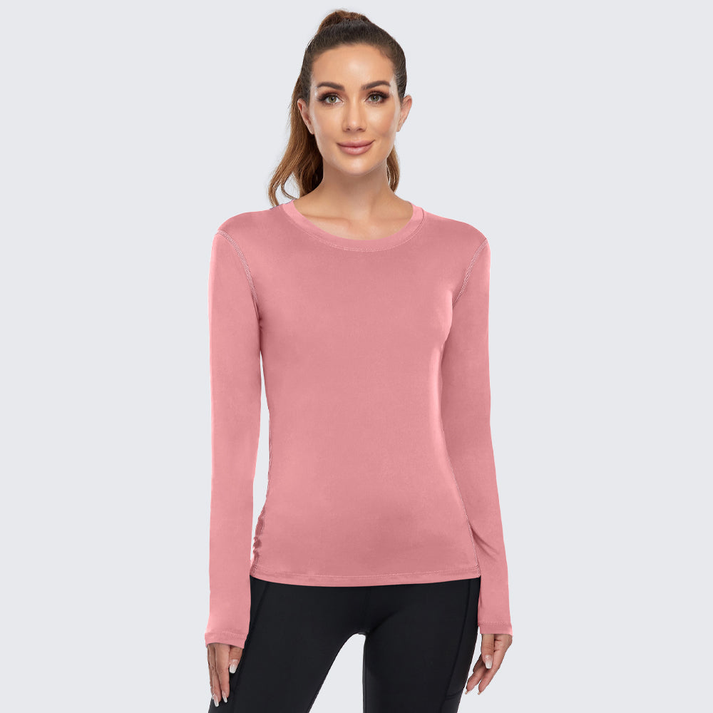 Women's Shirt Long Sleeve Dry Fit Workout Tops Petals Pink