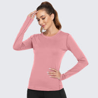 Women's Shirt Long Sleeve Dry Fit Workout Tops Petals Pink