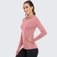 Women's Shirt Long Sleeve Dry Fit Workout Tops Petals Pink