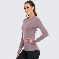 Women's Shirt Long Sleeve Dry Fit Workout Tops Haze Pink