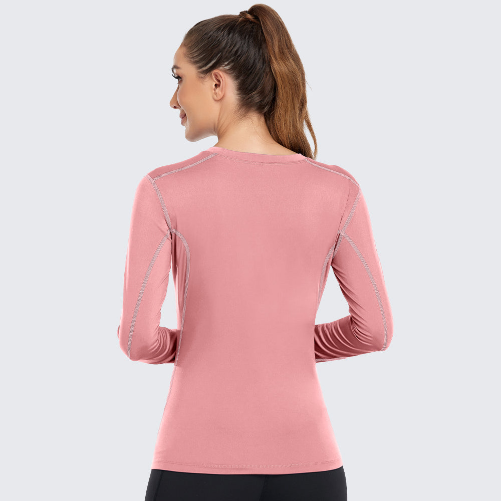 Women's Shirt Long Sleeve Dry Fit Workout Tops Petals Pink