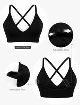 Adjustable Spaghetti Strap V Neck Bra Black