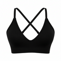 Adjustable Spaghetti Strap V Neck Bra Black
