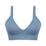 Adjustable Spaghetti Strap V Neck Bra Blue