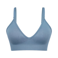 Adjustable Spaghetti Strap V Neck Bra Blue