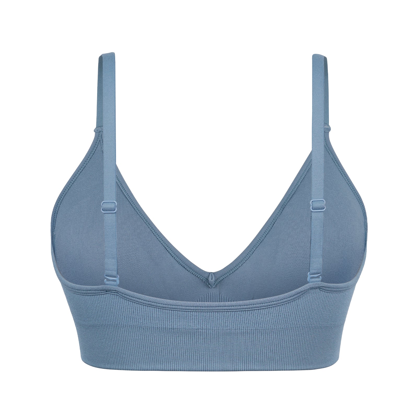 Adjustable Spaghetti Strap V Neck Bra Blue