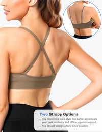 Adjustable Spaghetti Strap V Neck Bra Brown