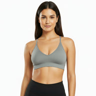 Adjustable Spaghetti Strap V Neck Bra Grey