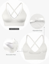 Adjustable Spaghetti Strap V Neck Bra White