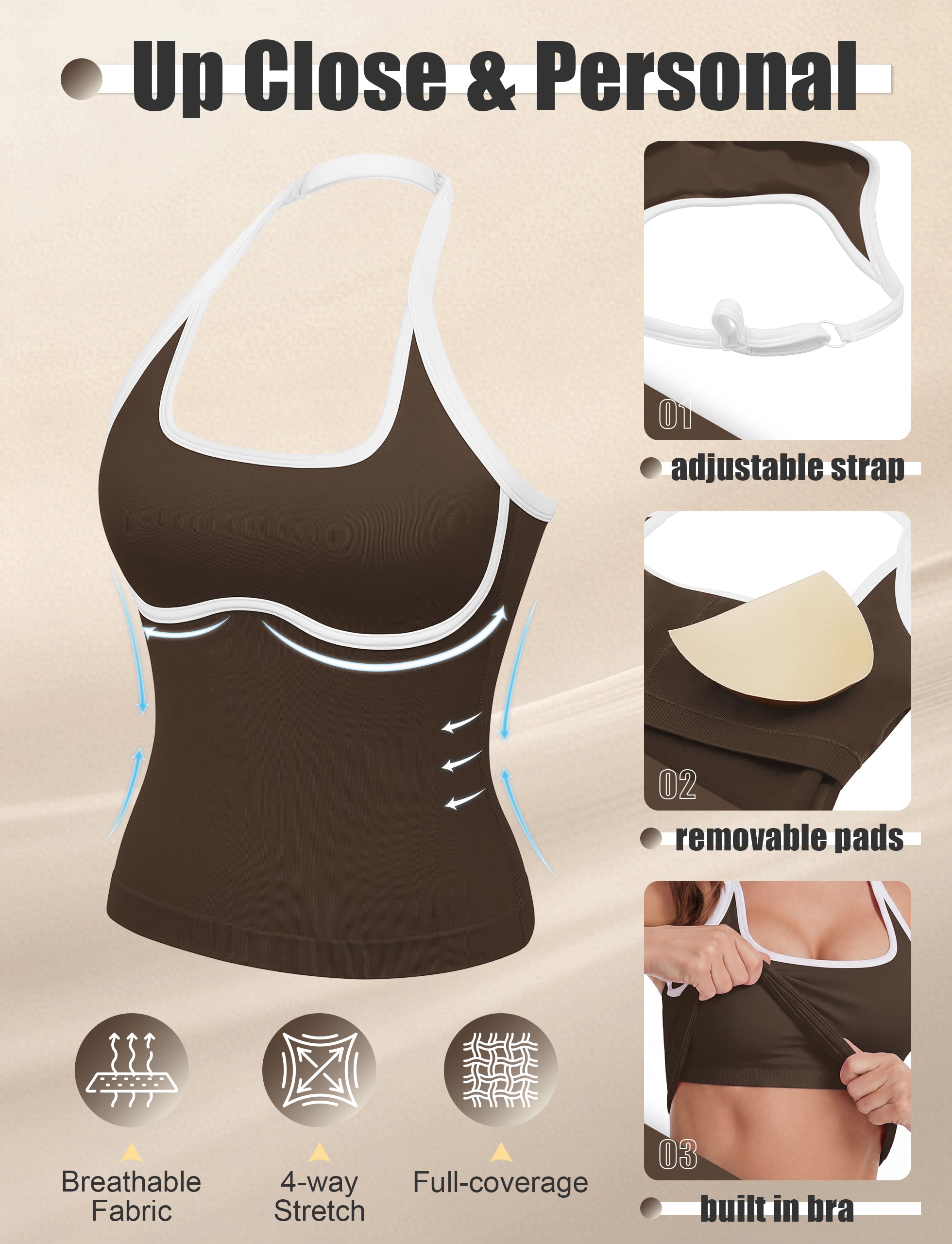 Built-in Bra with Removable Pads