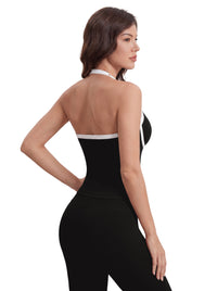 Color Block Halter Tank Top with Built-in Bra