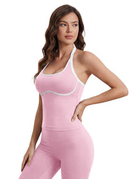Contrast Trim Halter Tank Top