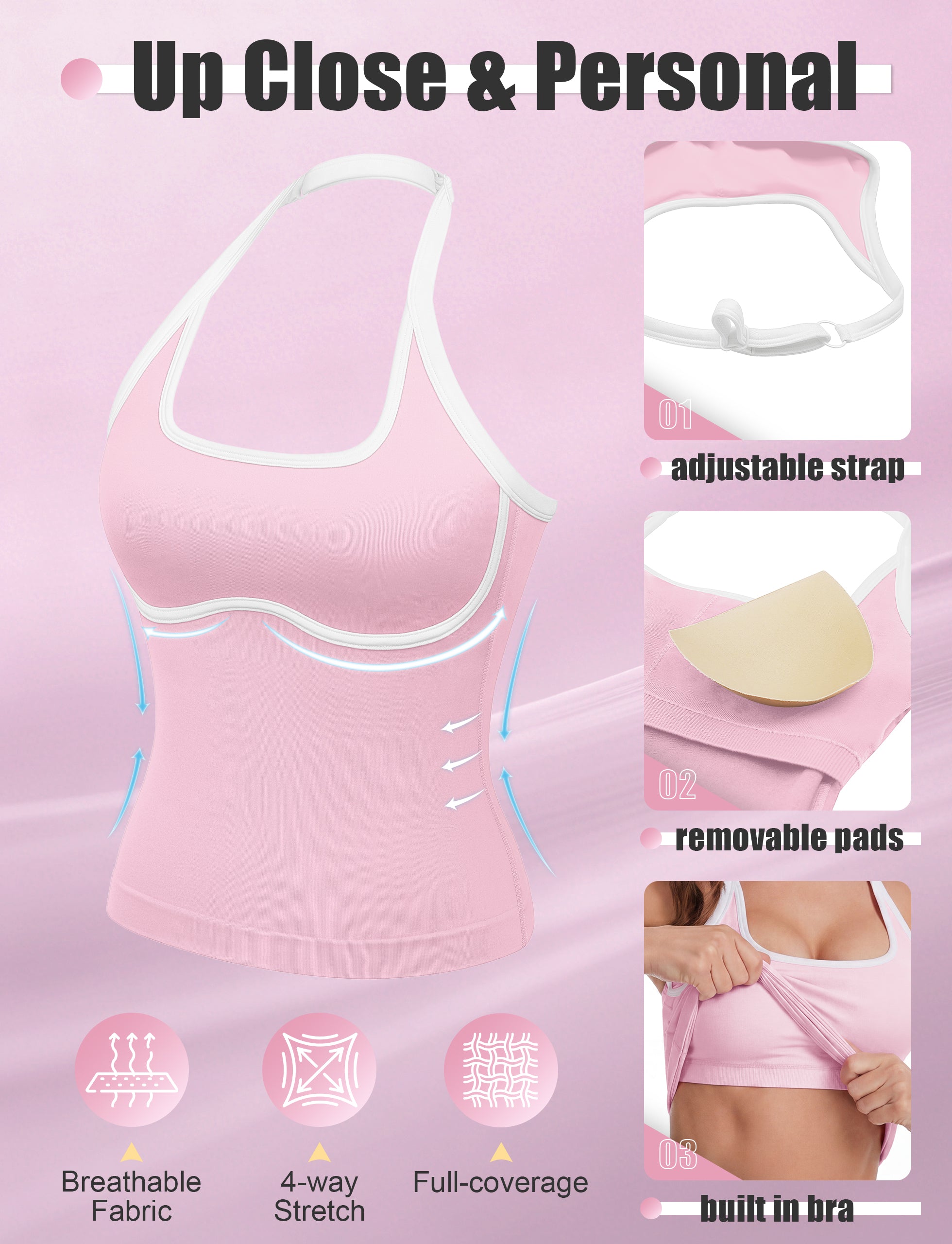 Contrast Trim Halter Tank Top