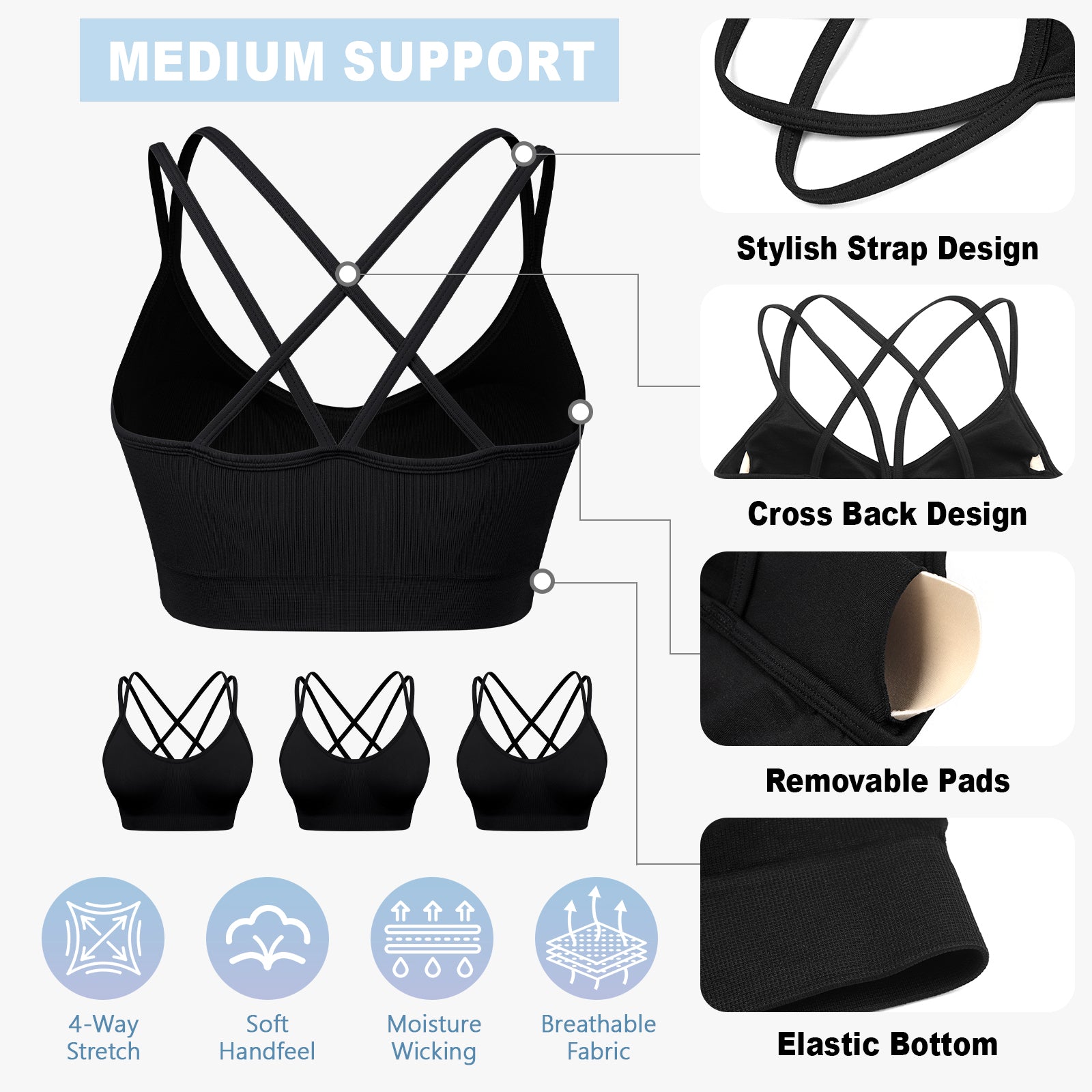 Cross Back Sports Bra