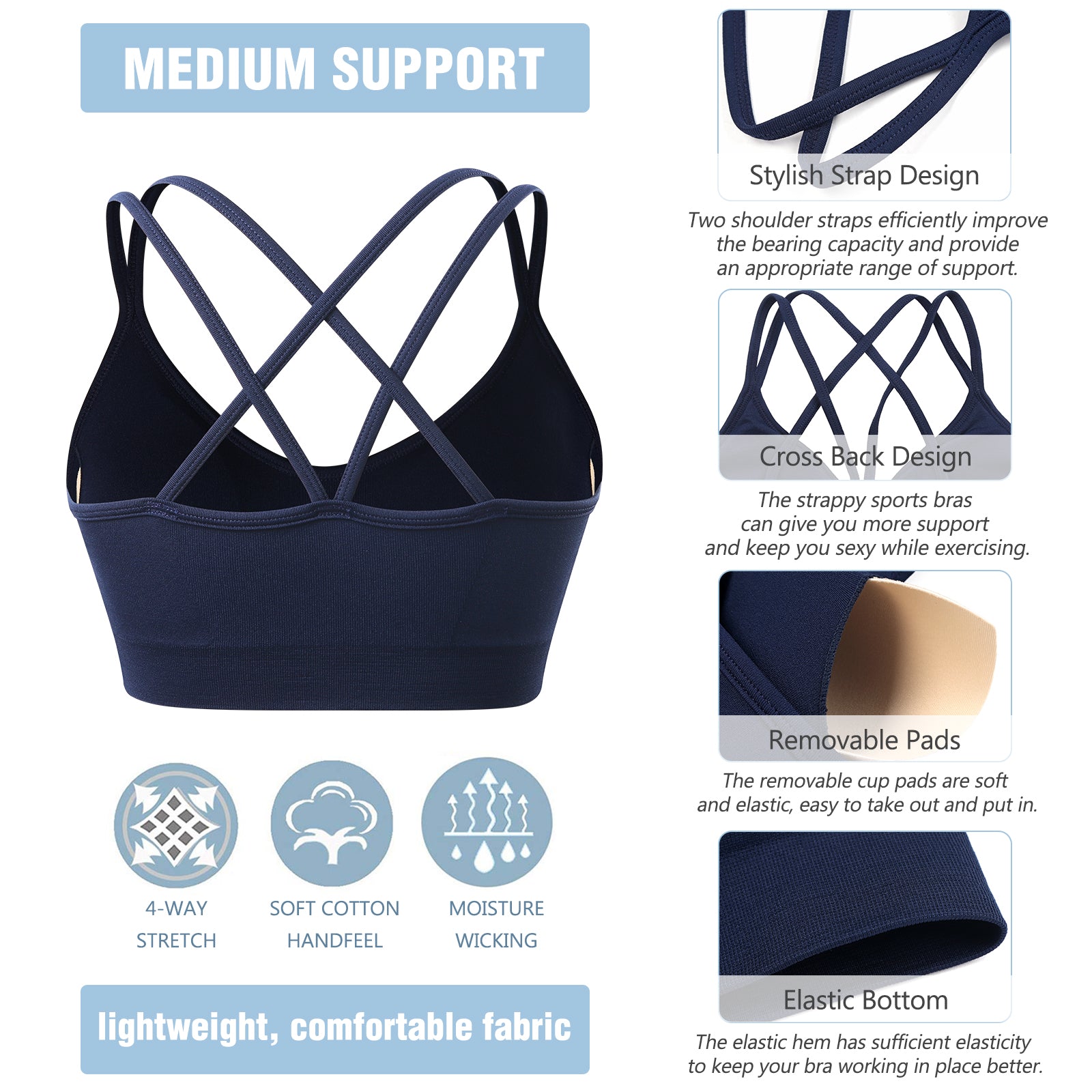 Cross Back Sports Bra Blue