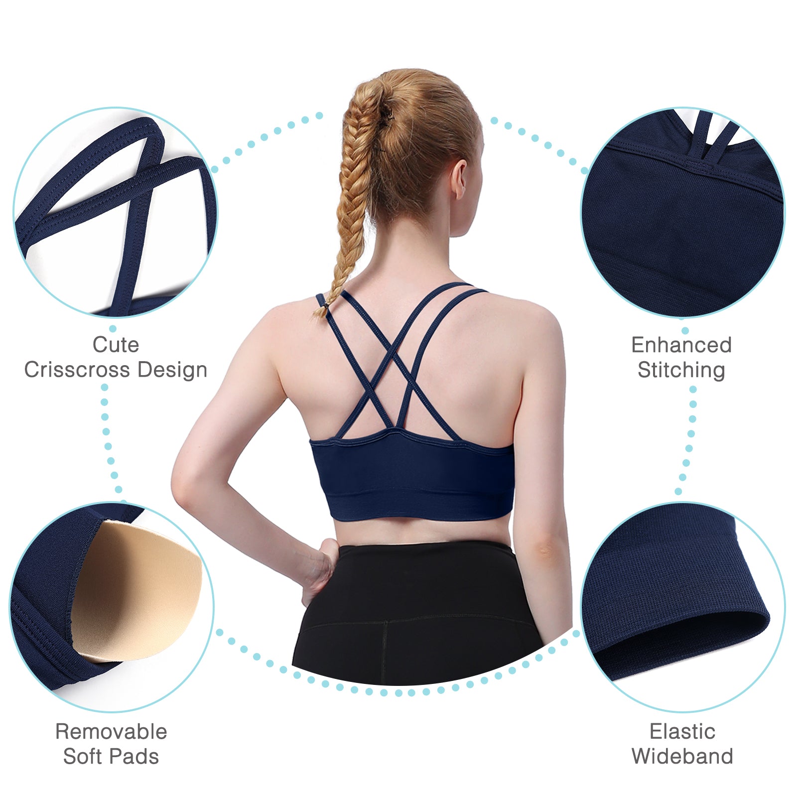 Cross Back Sports Bra Blue
