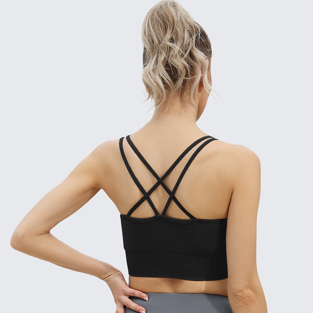 Cross Back Sports Bra For Women Black