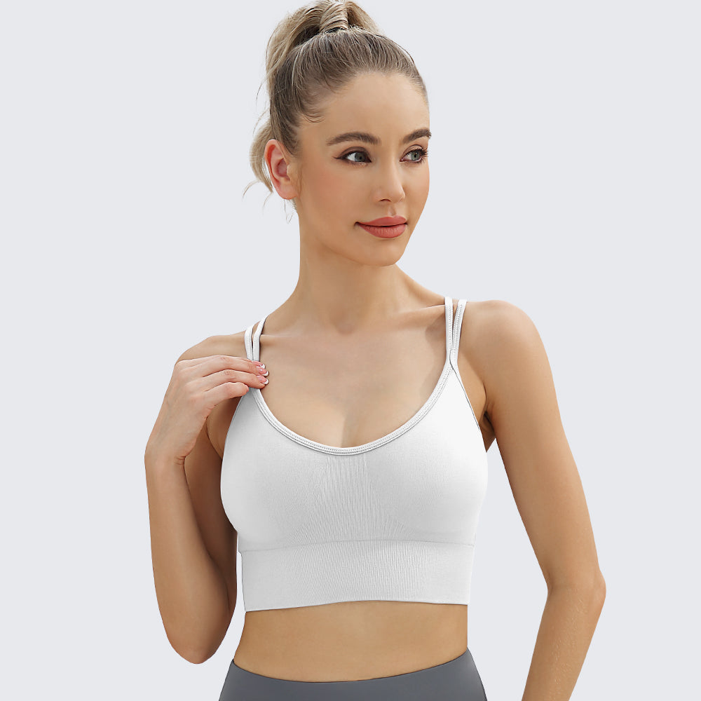 Cross Back Sports Bra For Women White