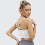 Cross Back Sports Bra For Women White
