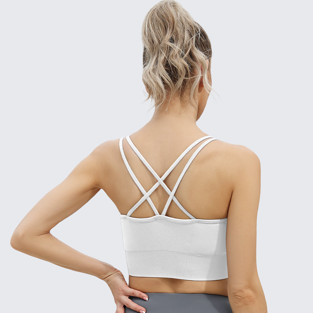 Cross Back Sports Bra For Women White
