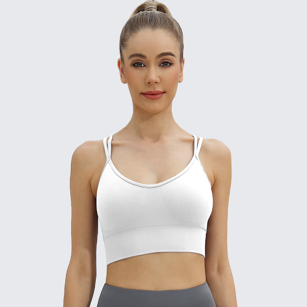 Cross Back Sports Bra For Women White