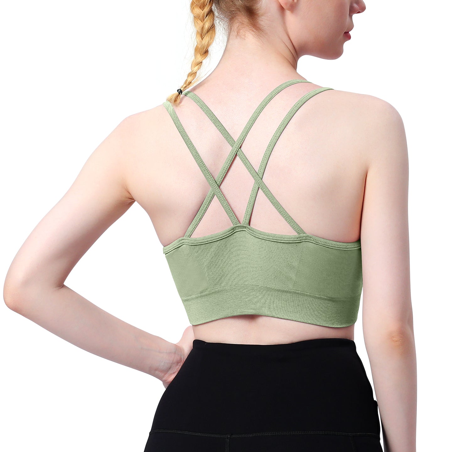 Cross Back Sports Bra Green