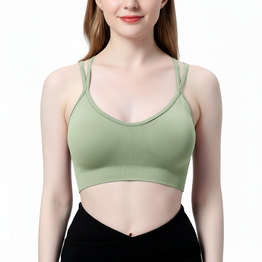 Cross Back Sports Bra Green