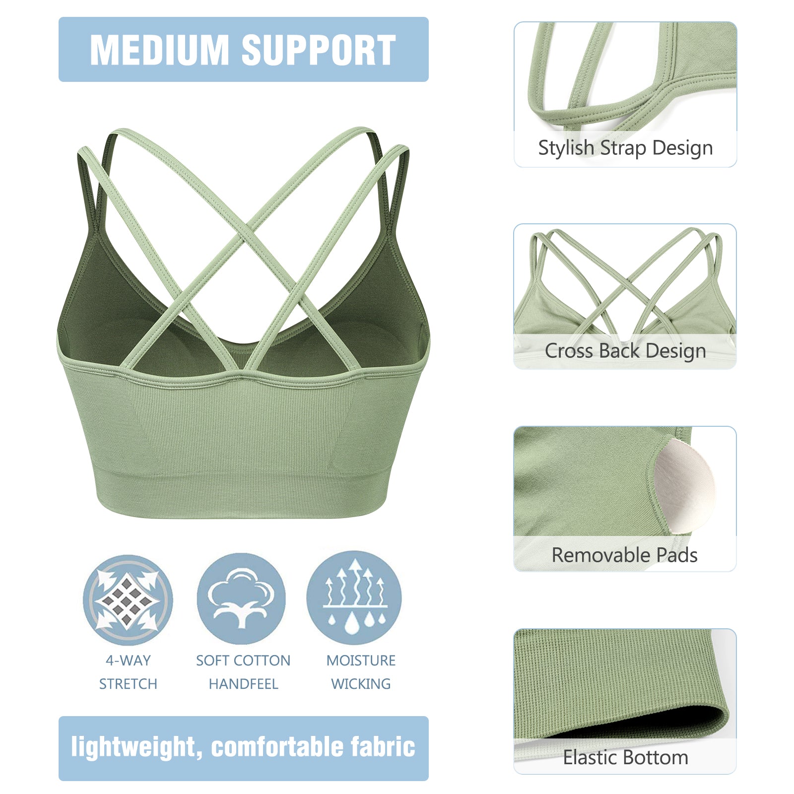 Cross Back Sports Bra Green