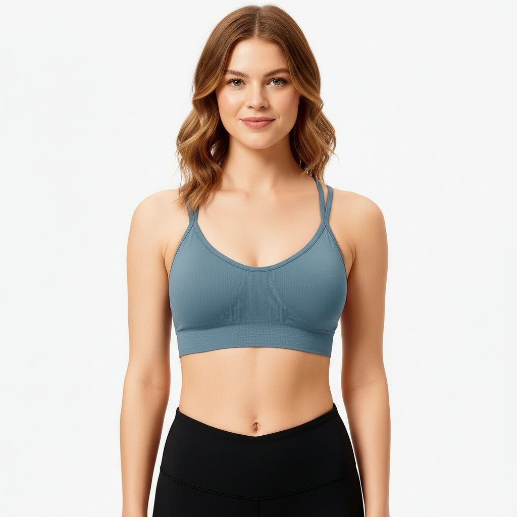 Cross Back Sports Bra Light Blue