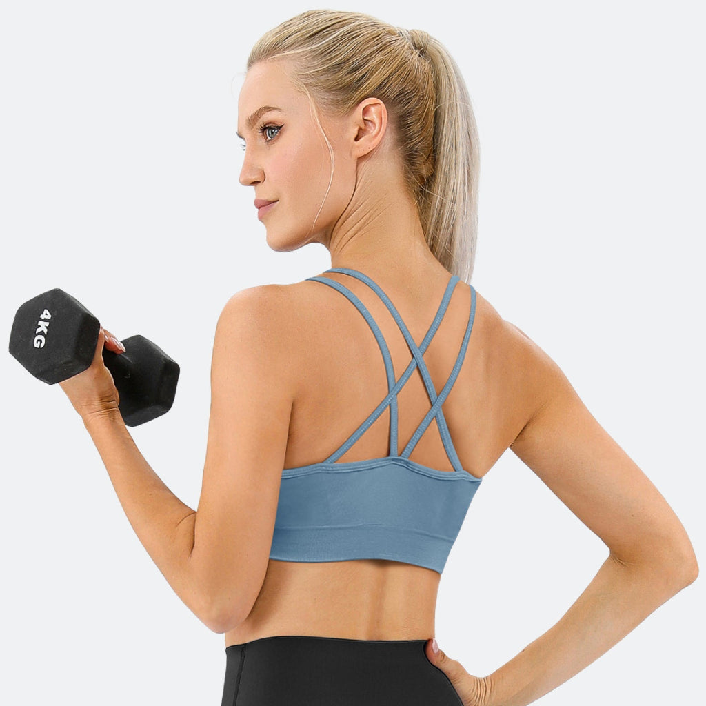 Cross Back Sports Bra Light Blue