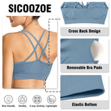 Cross Back Sports Bra Light Blue