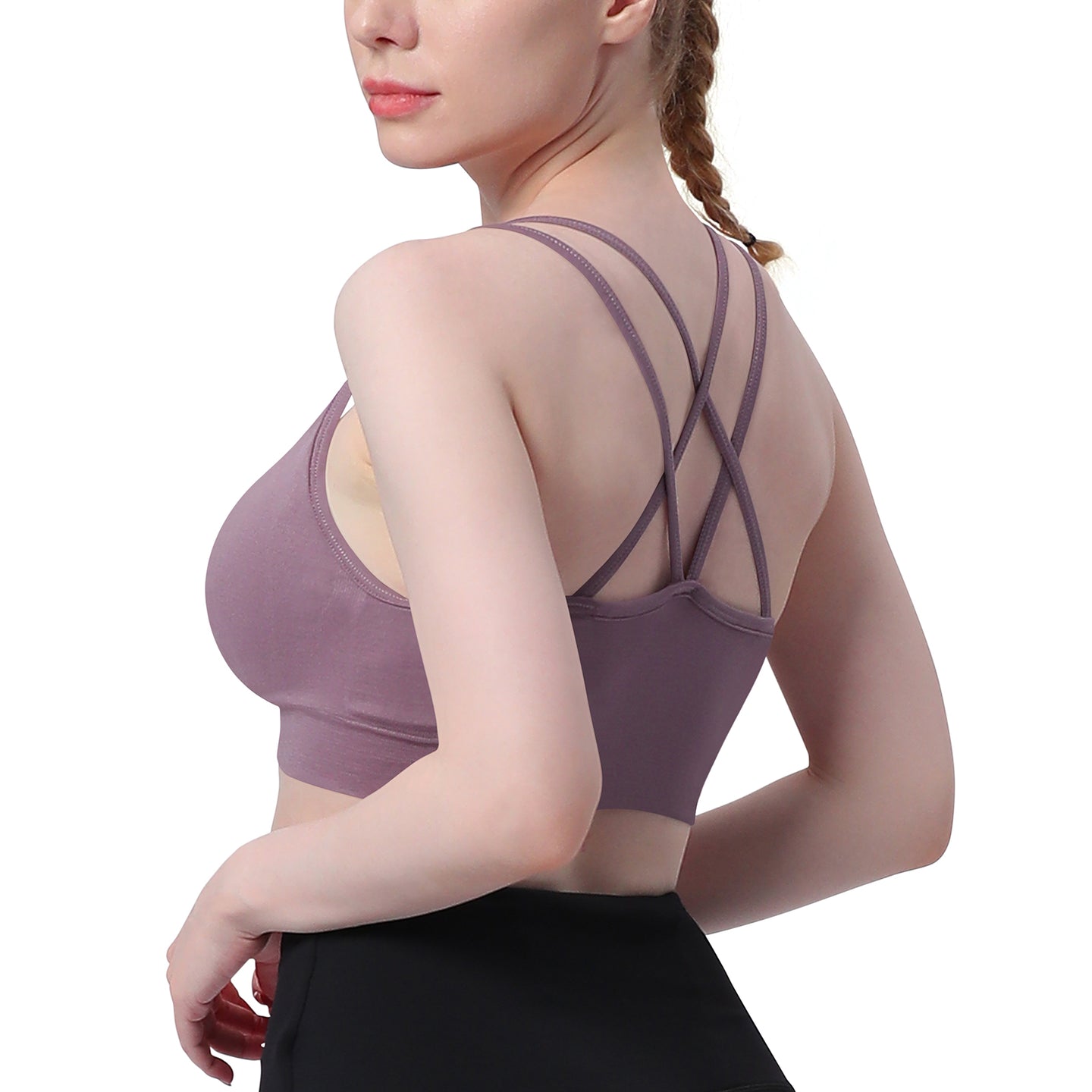 Cross Back Sports Bra Light Purple